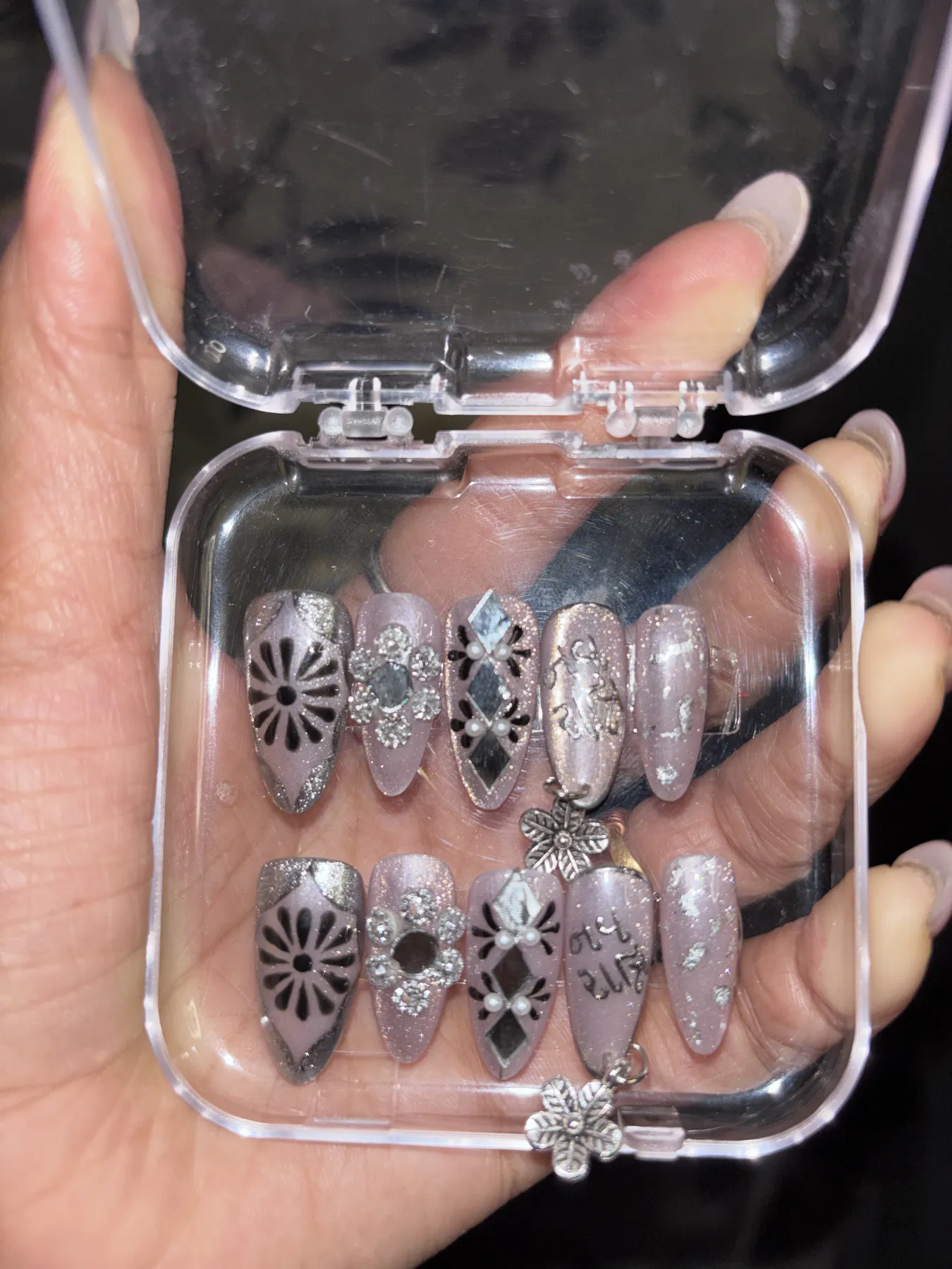 Lavender chrome bridal press-on nail set Vastral Ahmedabad