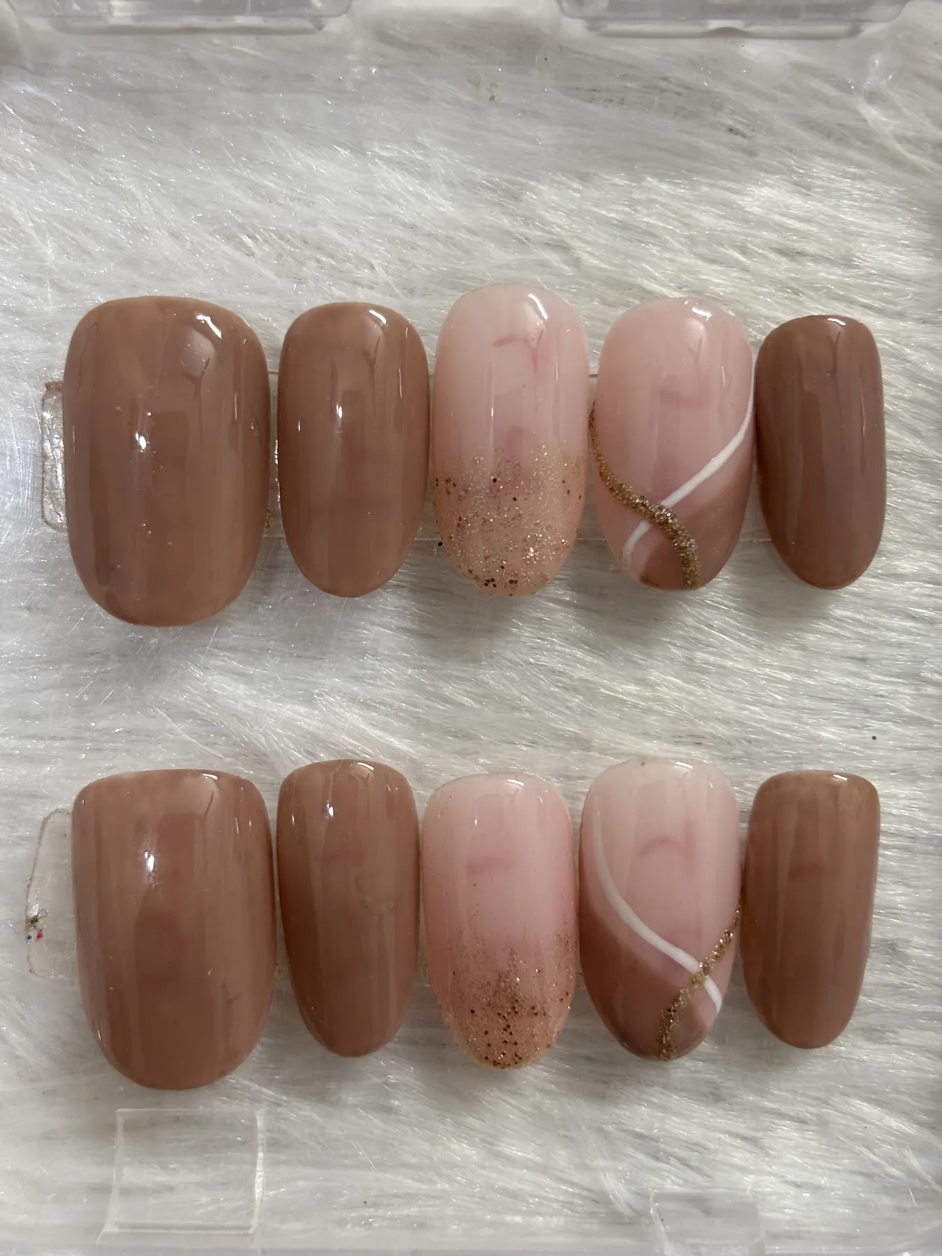 Mocha brown and gold glitter ombre nails Ahmedabad